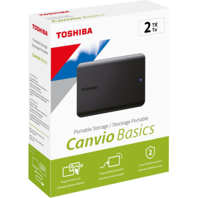 TOSHIBA HDTB520EK3AA, Canvio Ready, 2TB, 2.5" USB 3.2, Taşınabilir, Harici HDD, (Black)