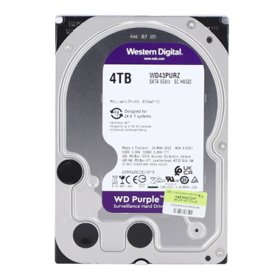 WD PURPLE, WD43PURZ, 3.5", 4TB, 256Mb, 5400 Rpm, 7/24 Güvenlik, HDD (Türkiye Distribütörü Garantili) WD PURPLE, WD43PURZ, 3.5", 4TB, 256Mb, 5400 Rpm, 7/24 Güvenlik, HDD (Türkiye Distribütörü Garantili)